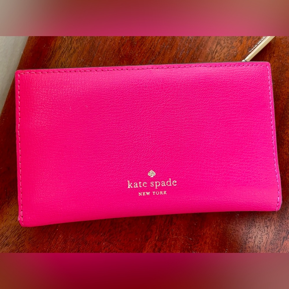 Kate Spade Hot Pink Leather Snap Close Small Wallet- Excellent Condition
